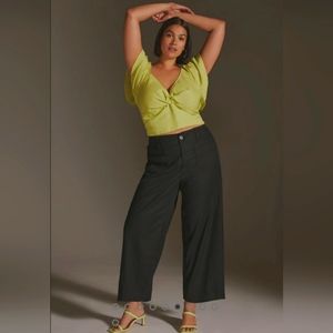 Anthropologie Maeve The Colette Cropped Linen Wide-Leg Pants Plus Size 22W